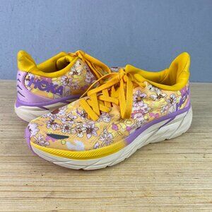 HOKA x Free People Movement CLIFTON 8 Shoes Womens 8B Yellow Floral Sneaker Run